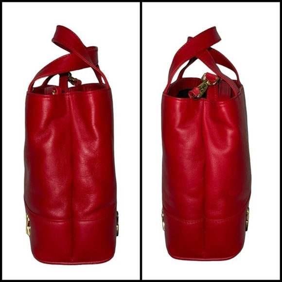 Paloma Picasso Vintage Red Leather Crossbody Bag Top Handle Bag Made in Italy - Picture 14 of 16